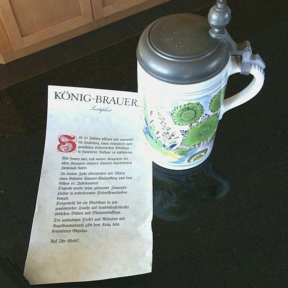 Fayence Rolling Pewter lidded German Beer Stein König Brewery 8248031 Pilseners - Picture 8 of 16